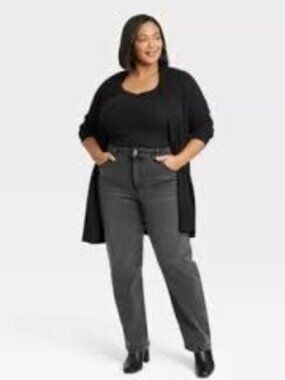 Ava & Viv Straight Leg Jeans in Charcoal Gray